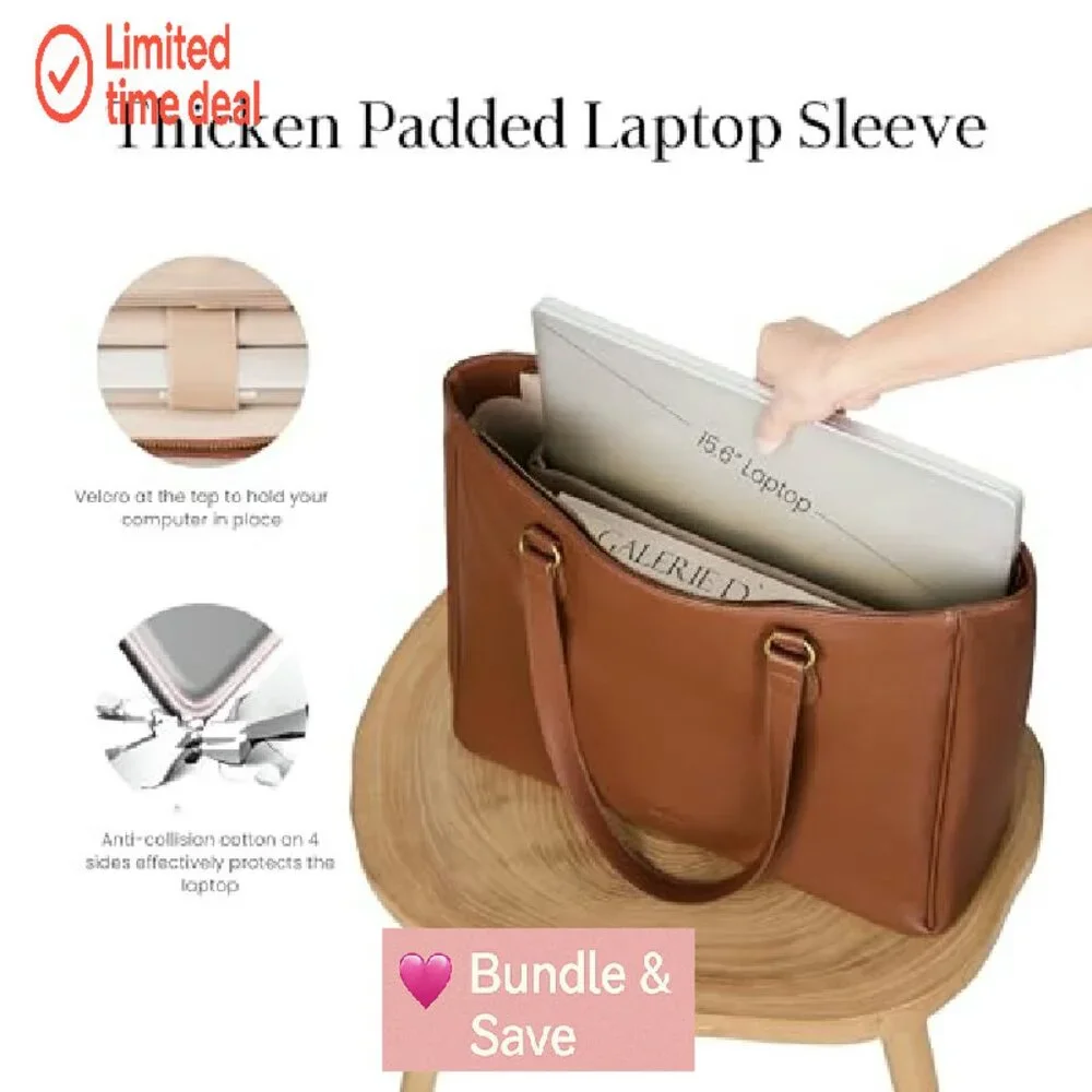 Genuine Leather Tote Bag with 15.6